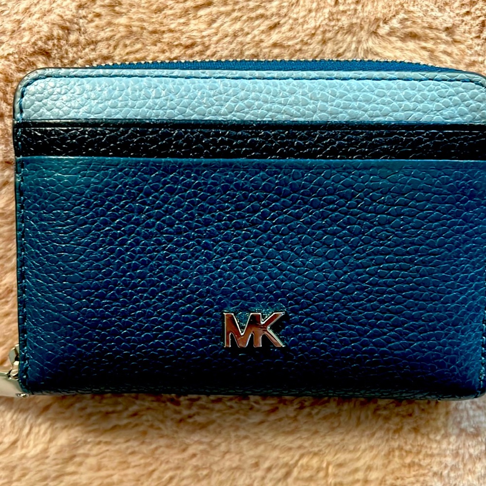 Michael Kors small blue shades leather credit card/ wallet